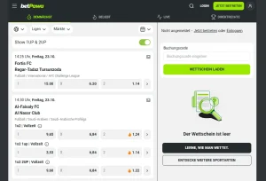 Fußballpaarungen und Zahlenquoten im Wettangebot von betPawa